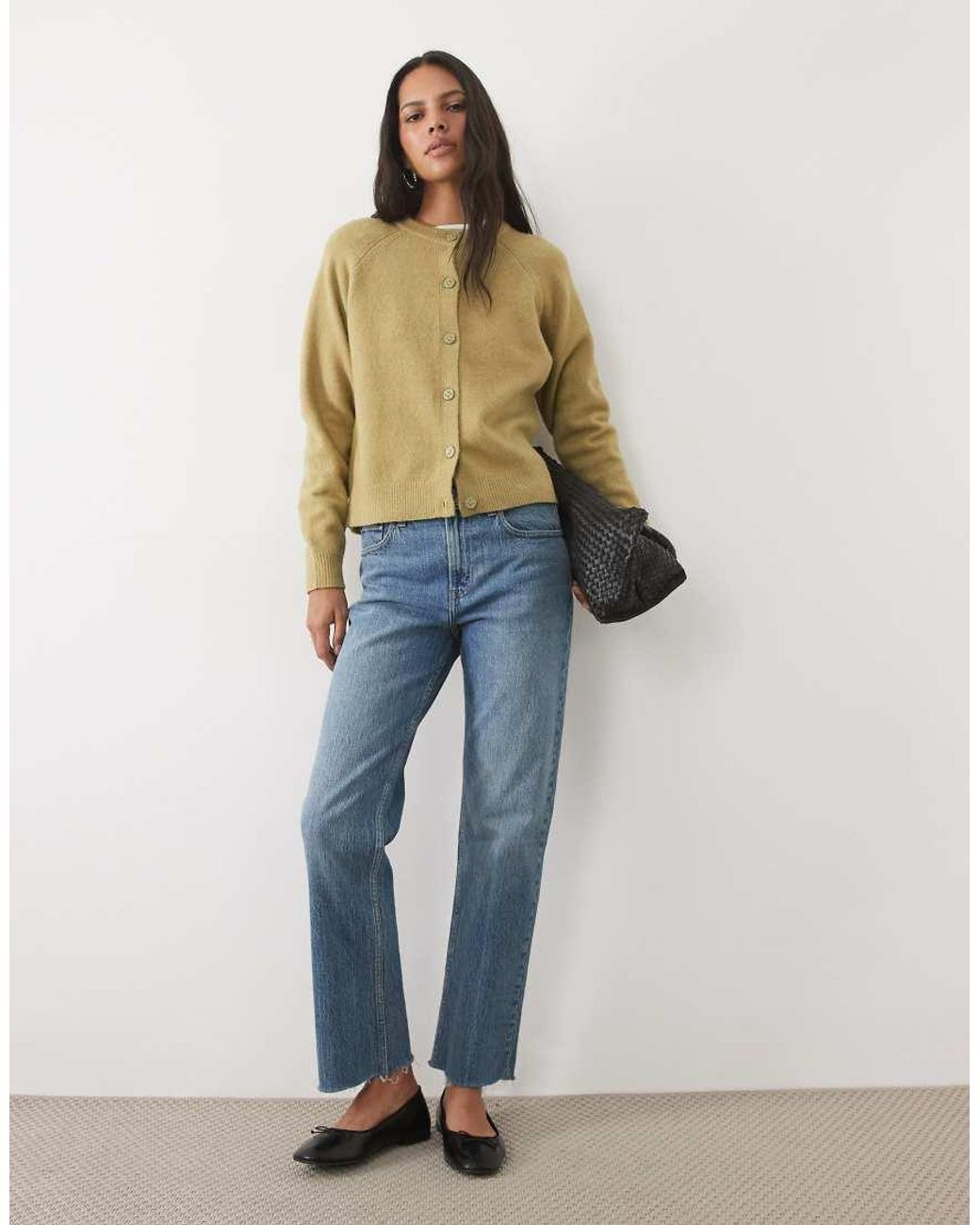 New Look Blue Crew Neck Button Down Cardigan