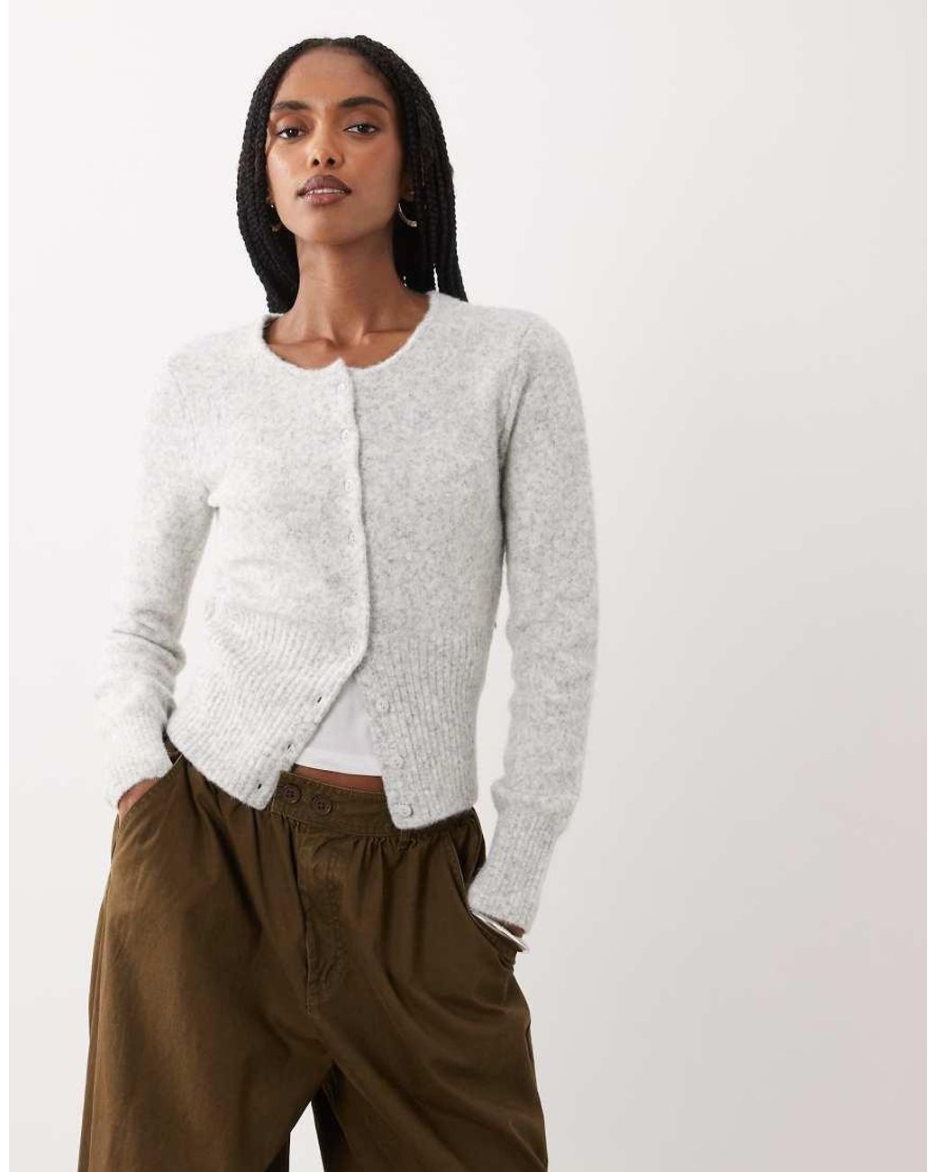Cotton On White Fluffy Knitted Cardigan