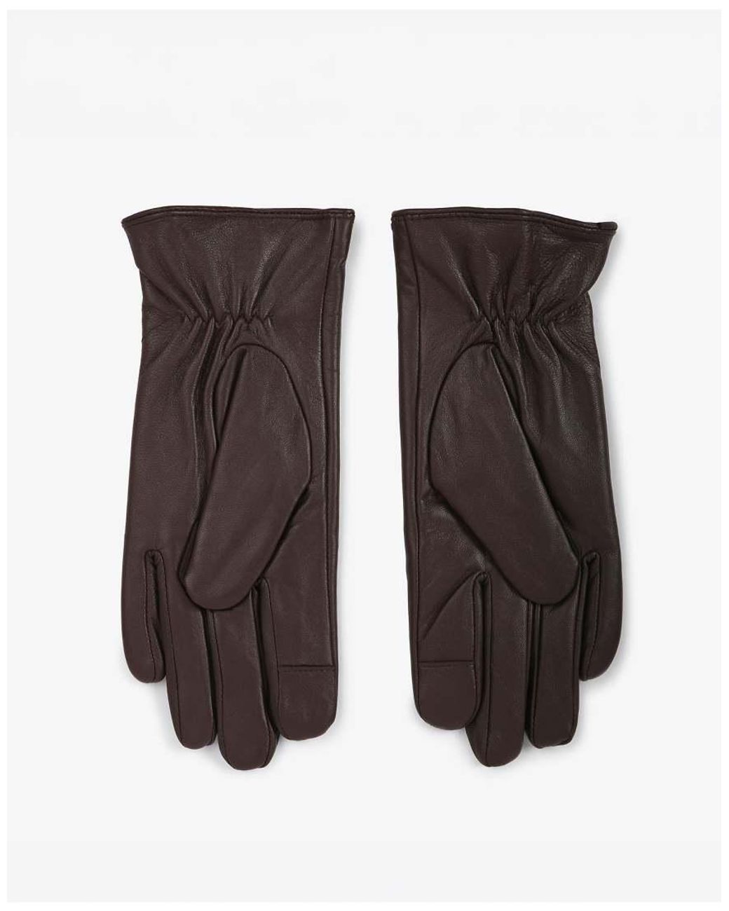Barney's Originals Brown Real Leather Gloves With Suede Cuff Detail