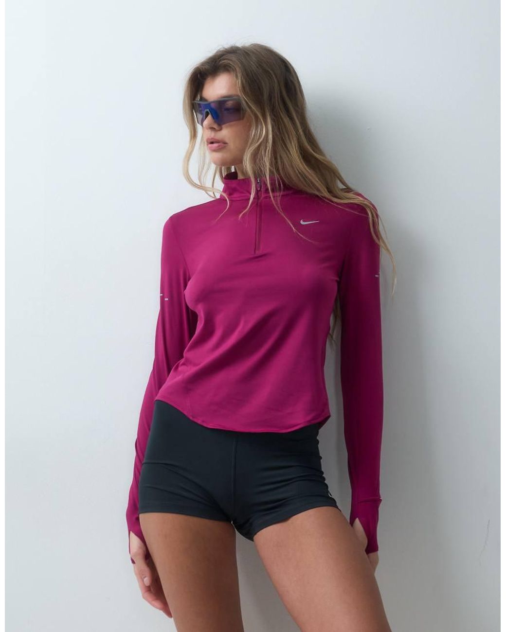 Nike Pink Swift Dri-fit Half Zip Long Sleeve Top