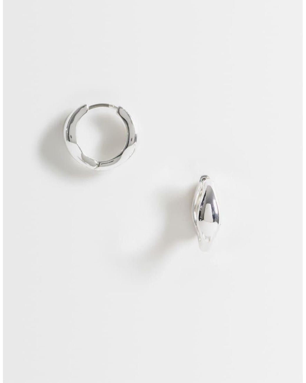 Pieces Metallic Small Chunky Hoop Earrings