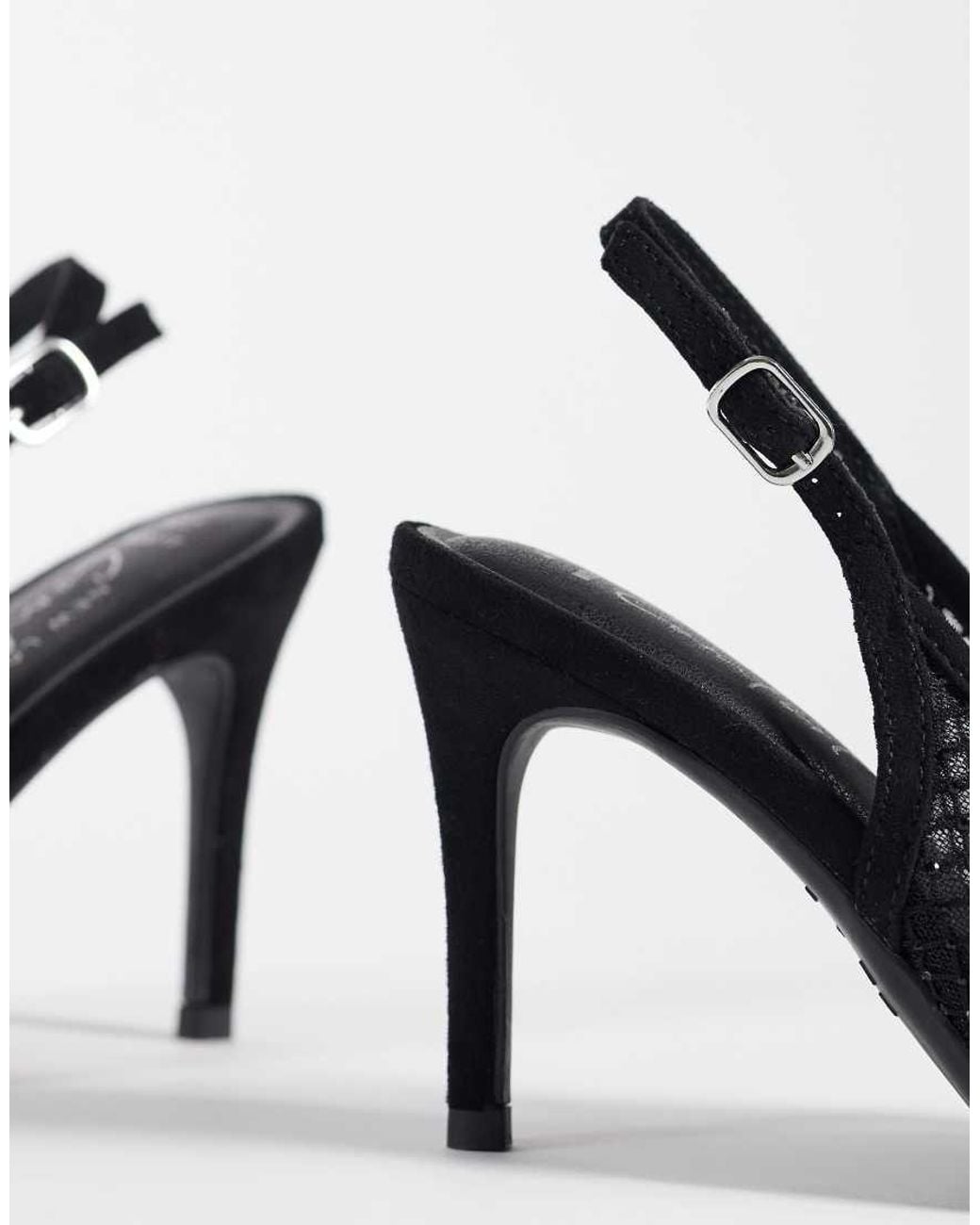 New Look Blue Hotfix Diamante Mesh Slingback Heel