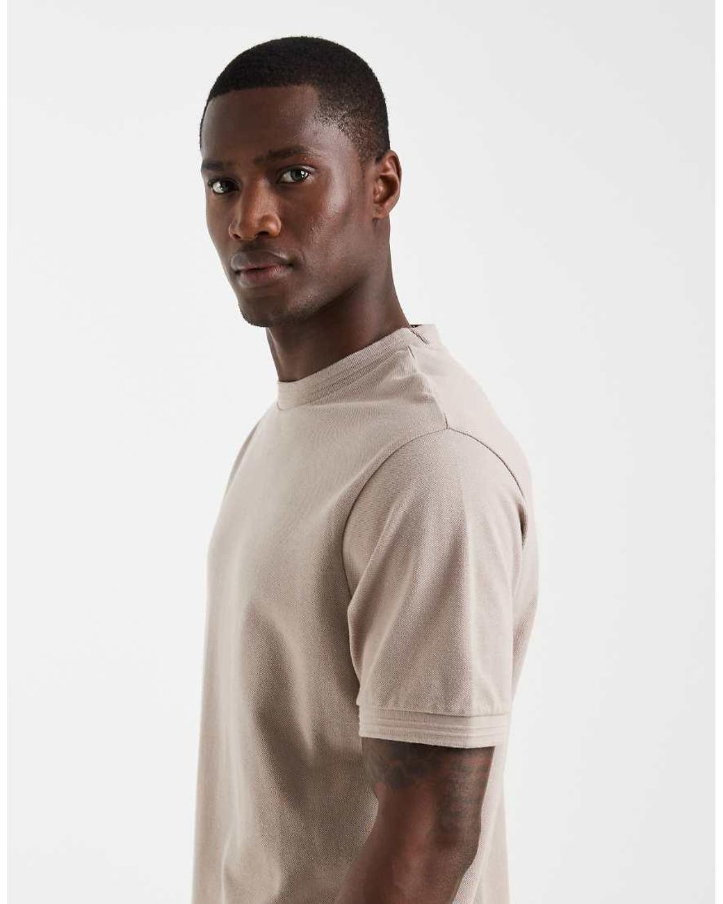 ASOS Natural Regular Fit T-shirt With Binding for men