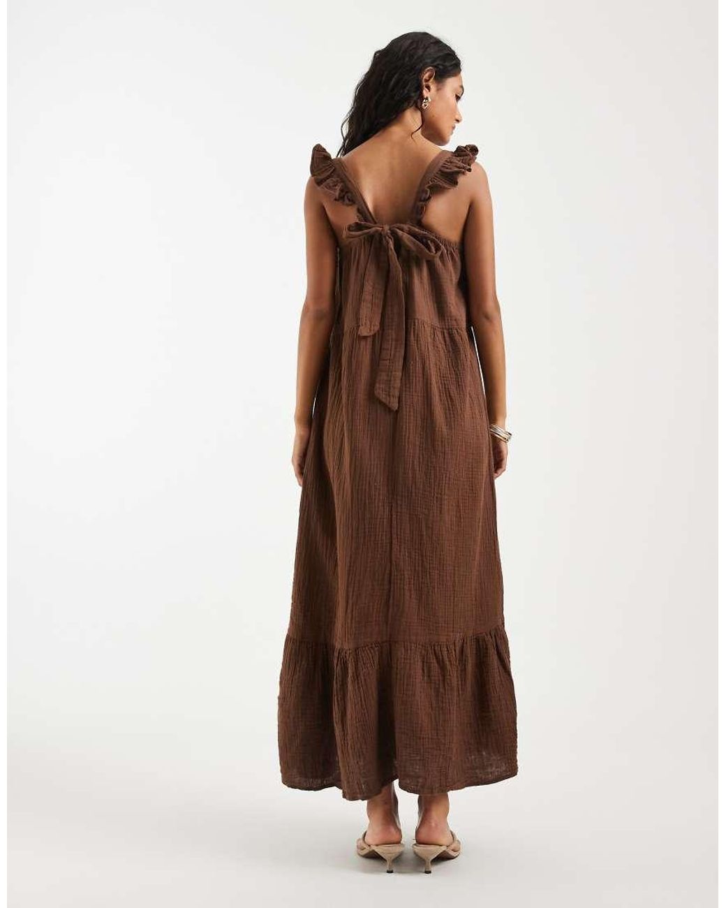 ONLY Brown Tiered Maxi Dress
