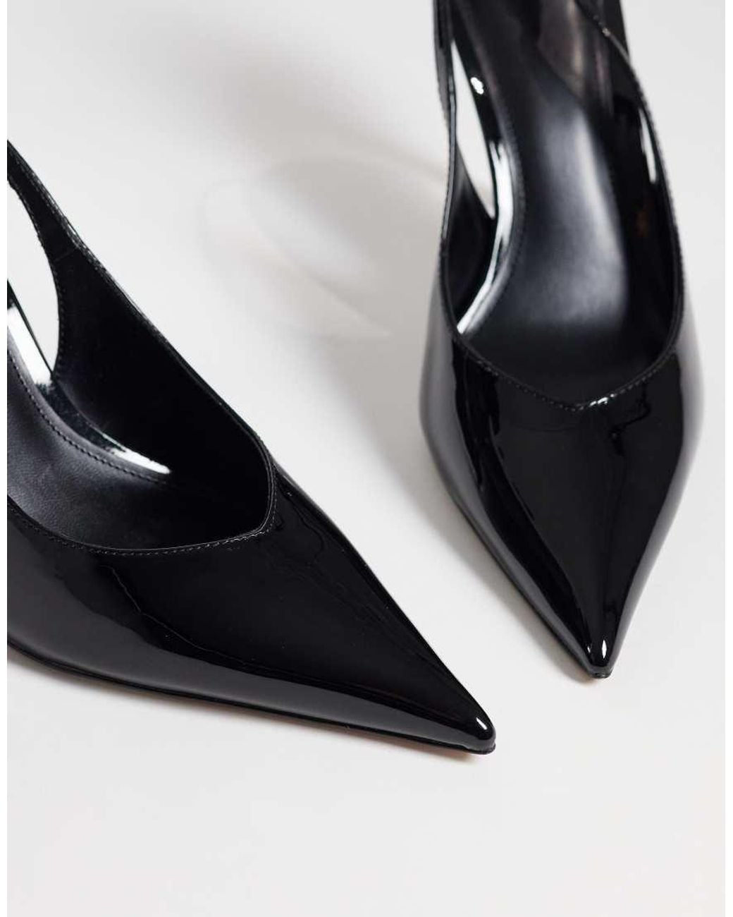 Mango Black Faux Leather Slingback Heeled Court Shoe