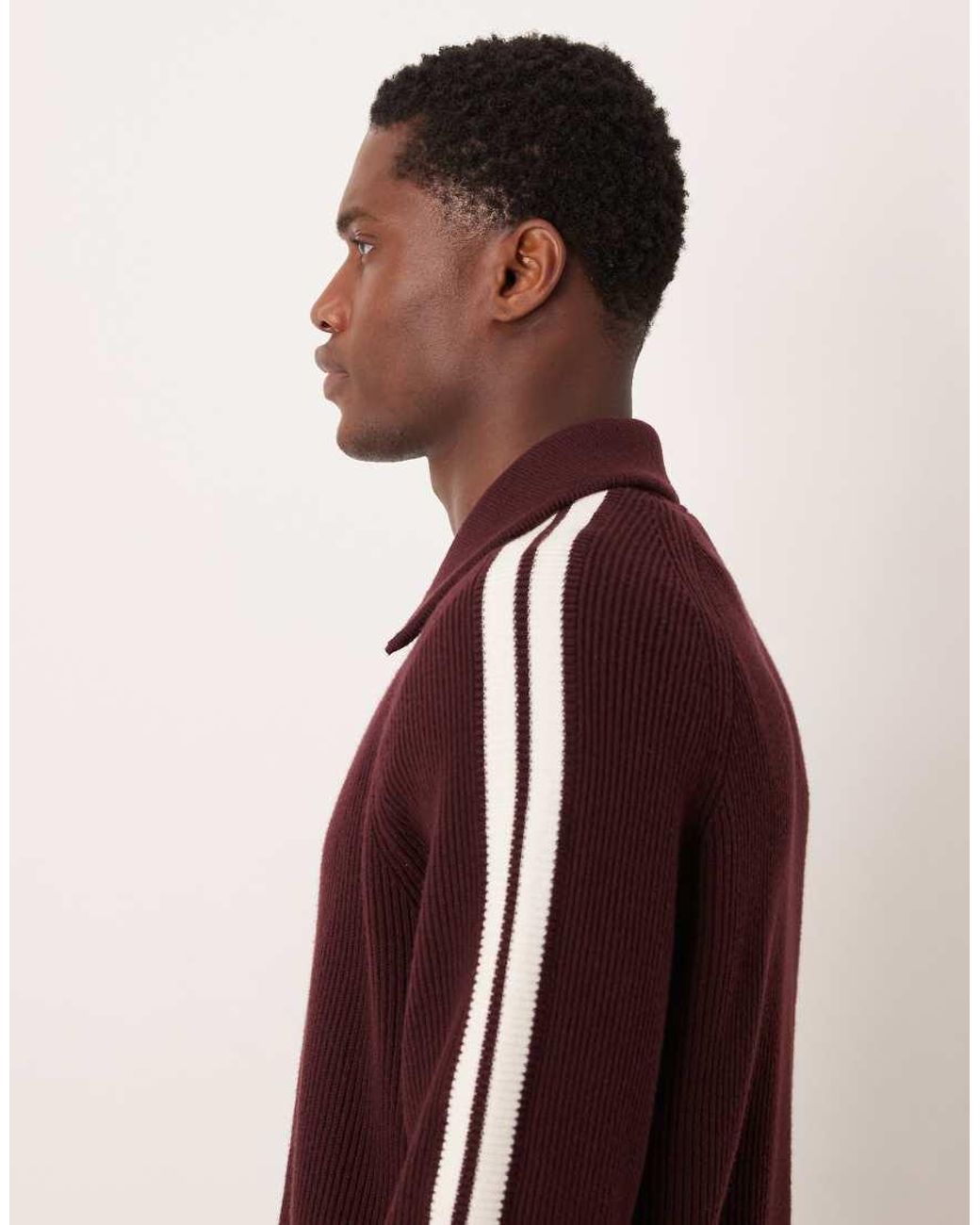 Calvin Klein Red Stripe Knit Track Jacket for men