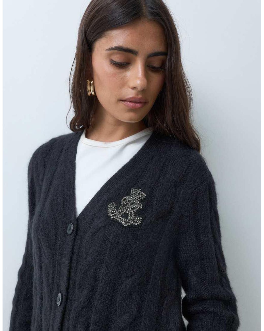 Ralph Lauren Blue Chest Crest Cable Knit Cardigan