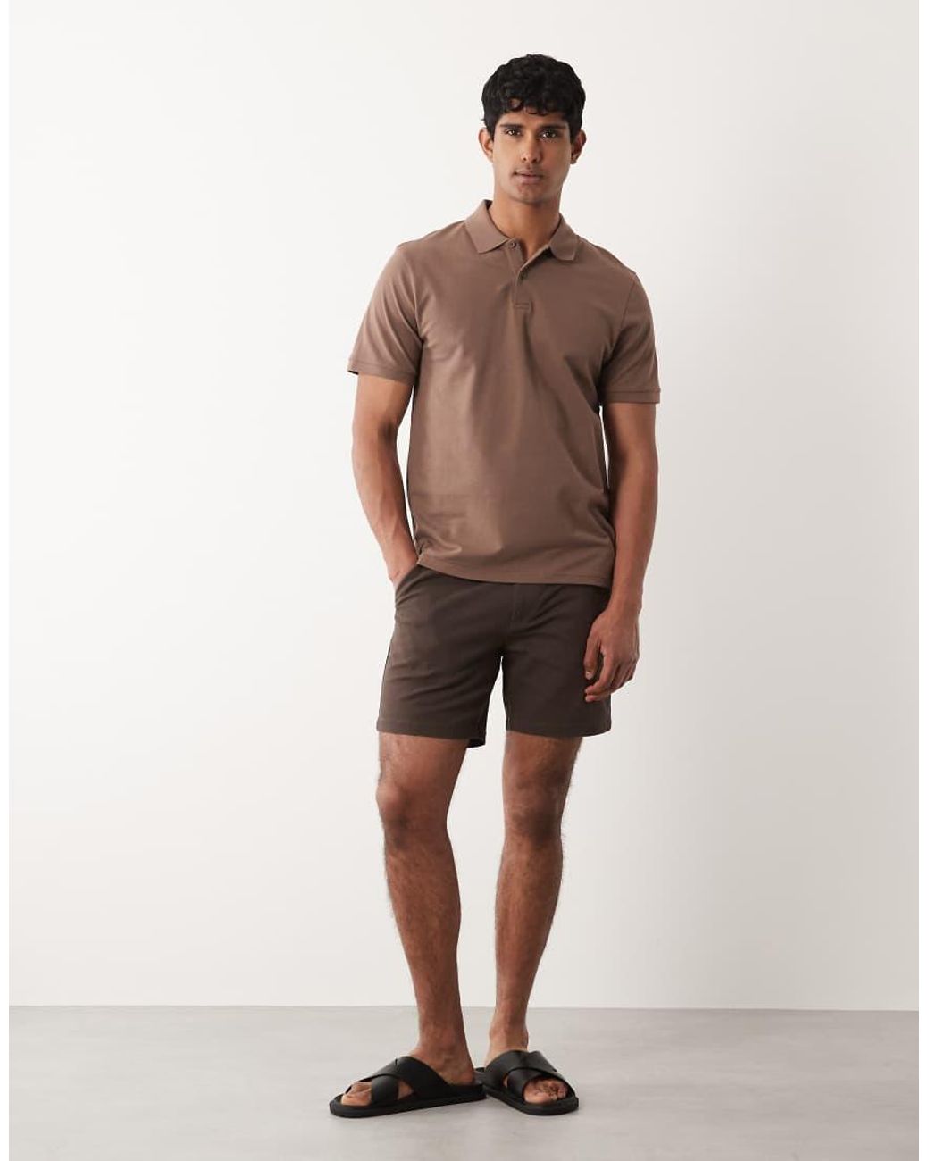 ASOS Brown Essentials Regular Fit Polo for men