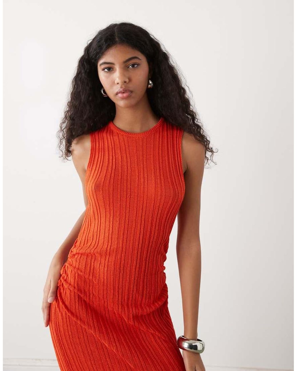 Collusion Brown Fine Knit Sheer Maxi Dress