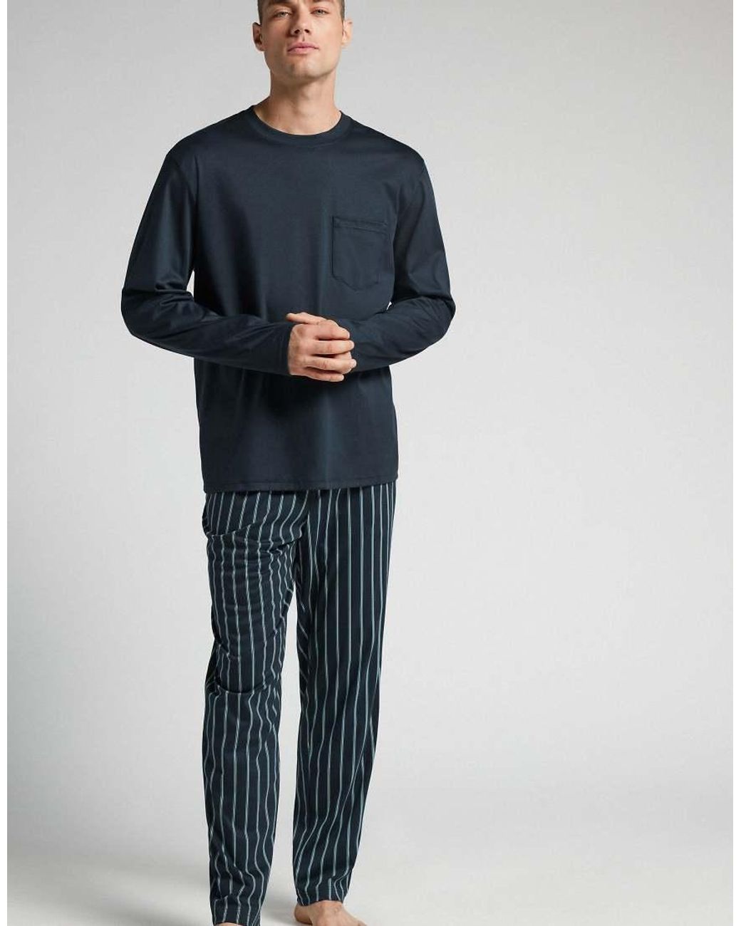 Intimissimi Blue Full-Length Premium Cotton Pyjamas for men