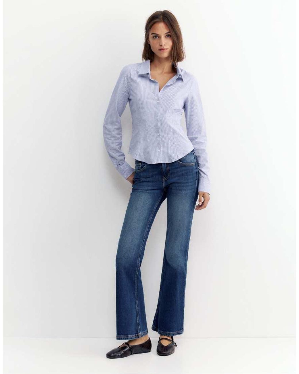 Pull&Bear White Fitted Wide-Cuff Shirt