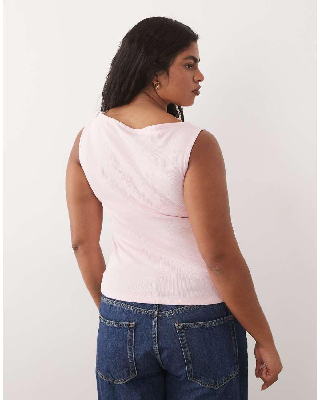 Brave Soul Pink Brave Soul Curve High Neck Tank Top