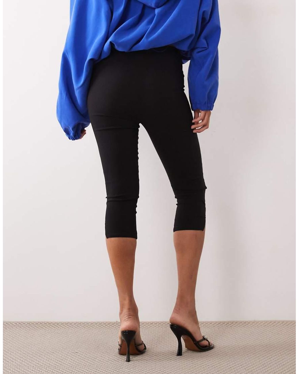 Missy Empire Blue Bengaline Side Split Detail Capri Pant