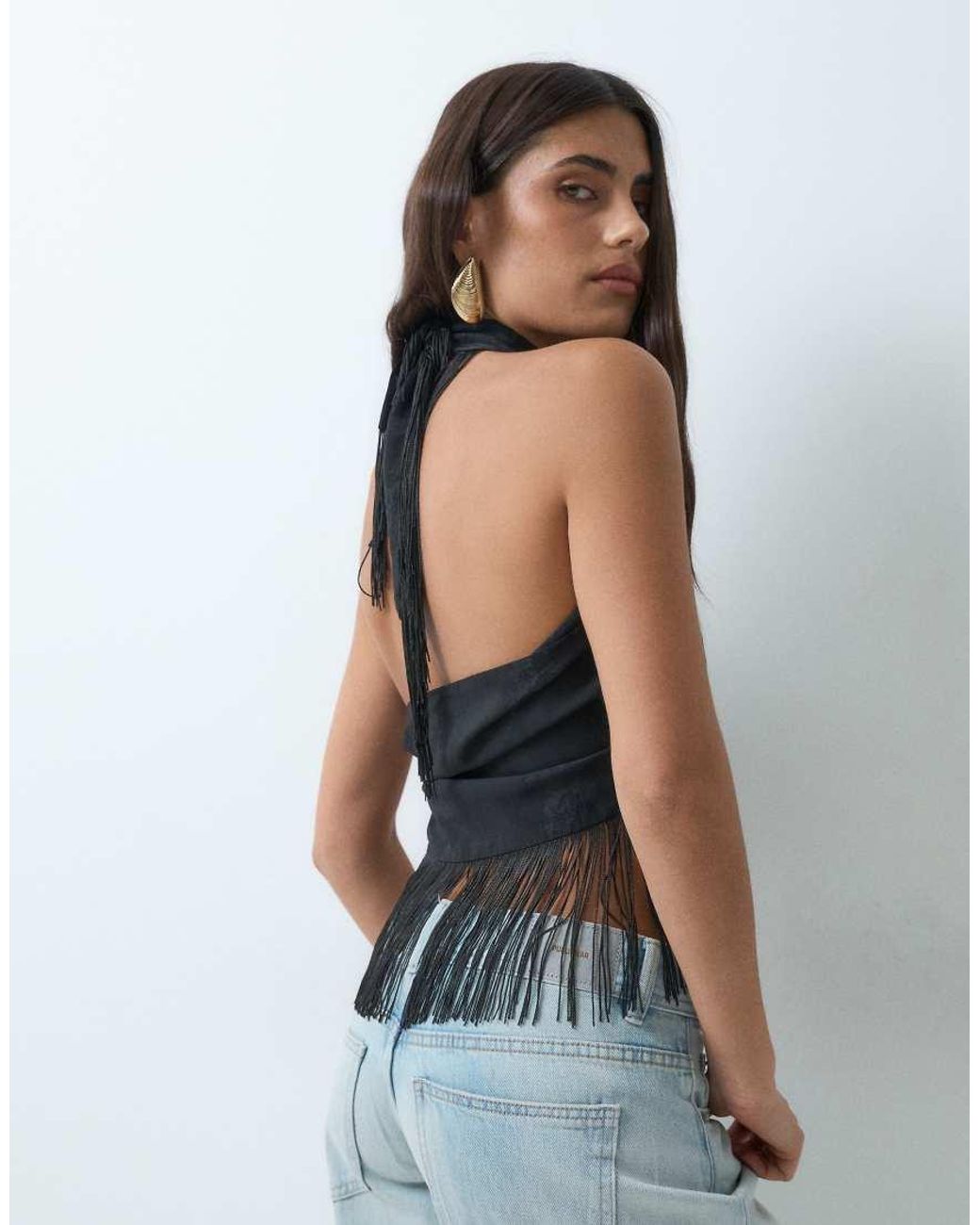 ASOS Blue Satin Multiway Scarf Top