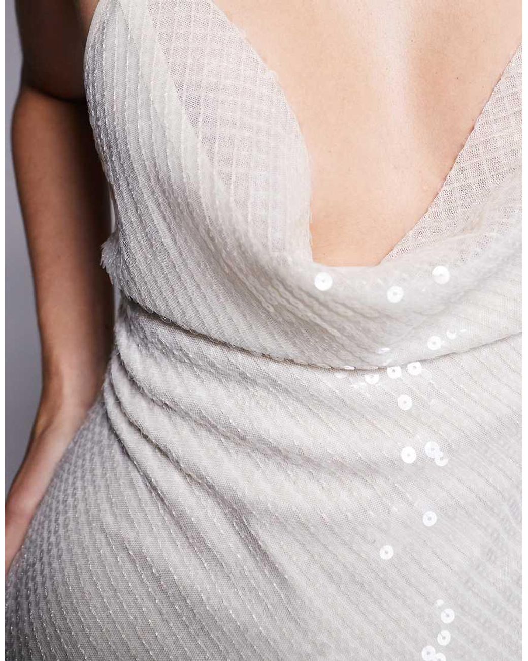 The Frolic Black Exclusive Sequin Cowl Front Halterneck Open Tie Back Mini Dress