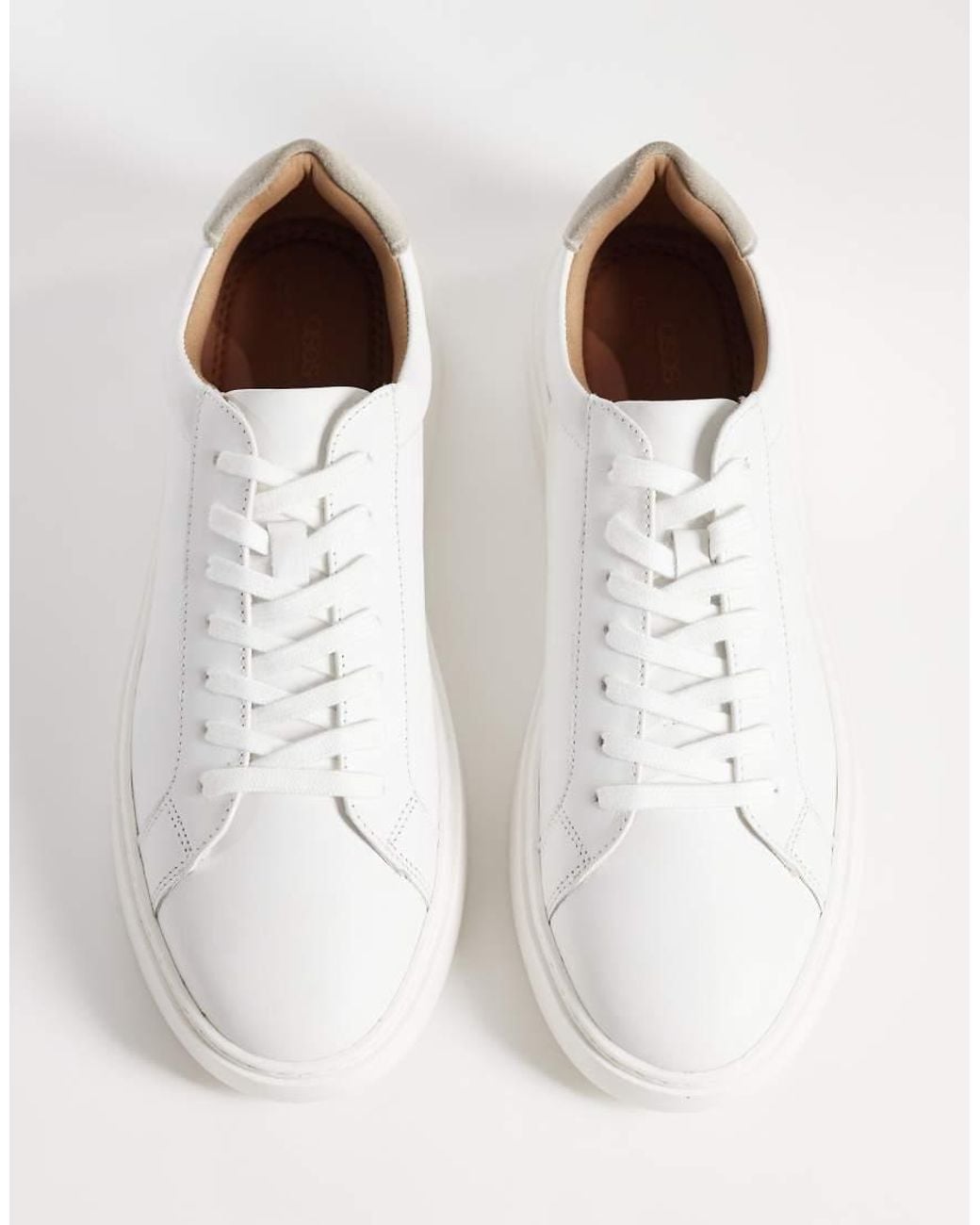 ASOS Natural Lace Up Trainers With Heel Notch Detail for men