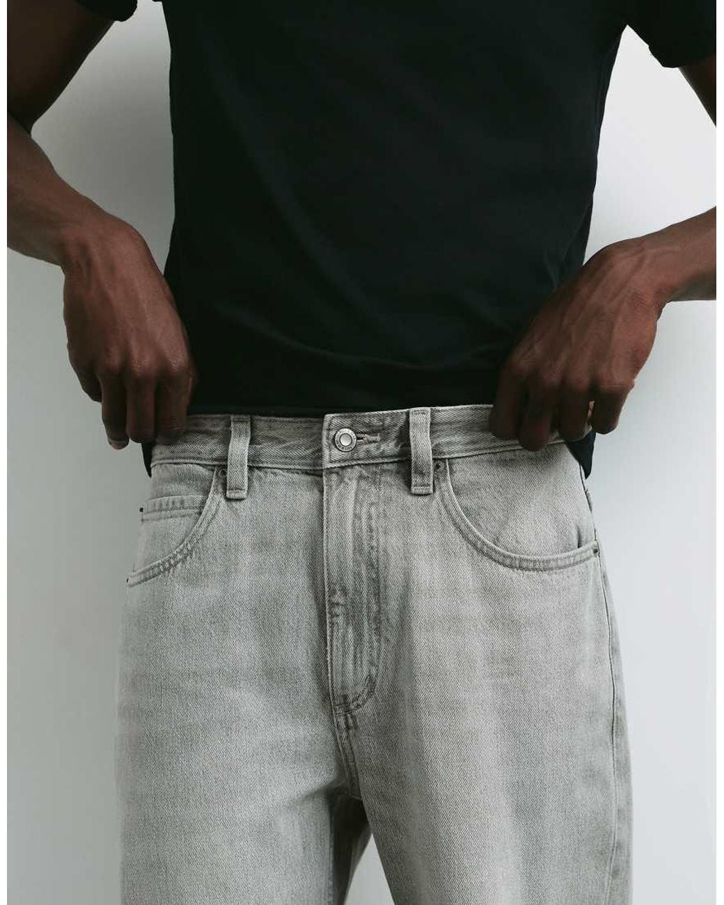 Pull&Bear Gray baggy Jeans for men