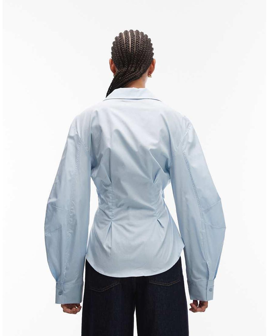 ASOS Blue Wrap Shirt With Cocoon Sleeve