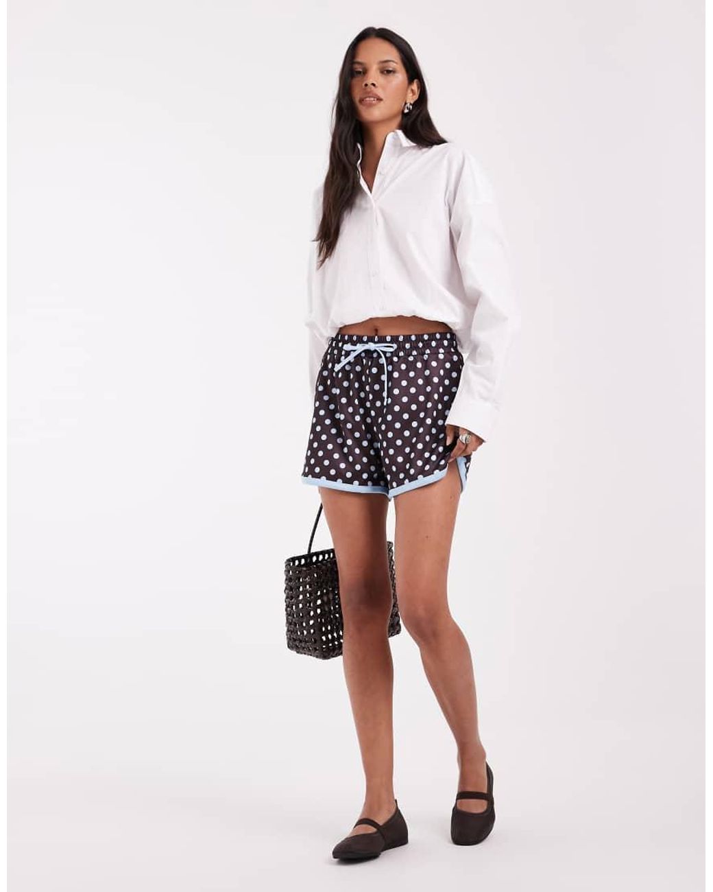 ASOS White Satin Polka Dot Mini Shorts