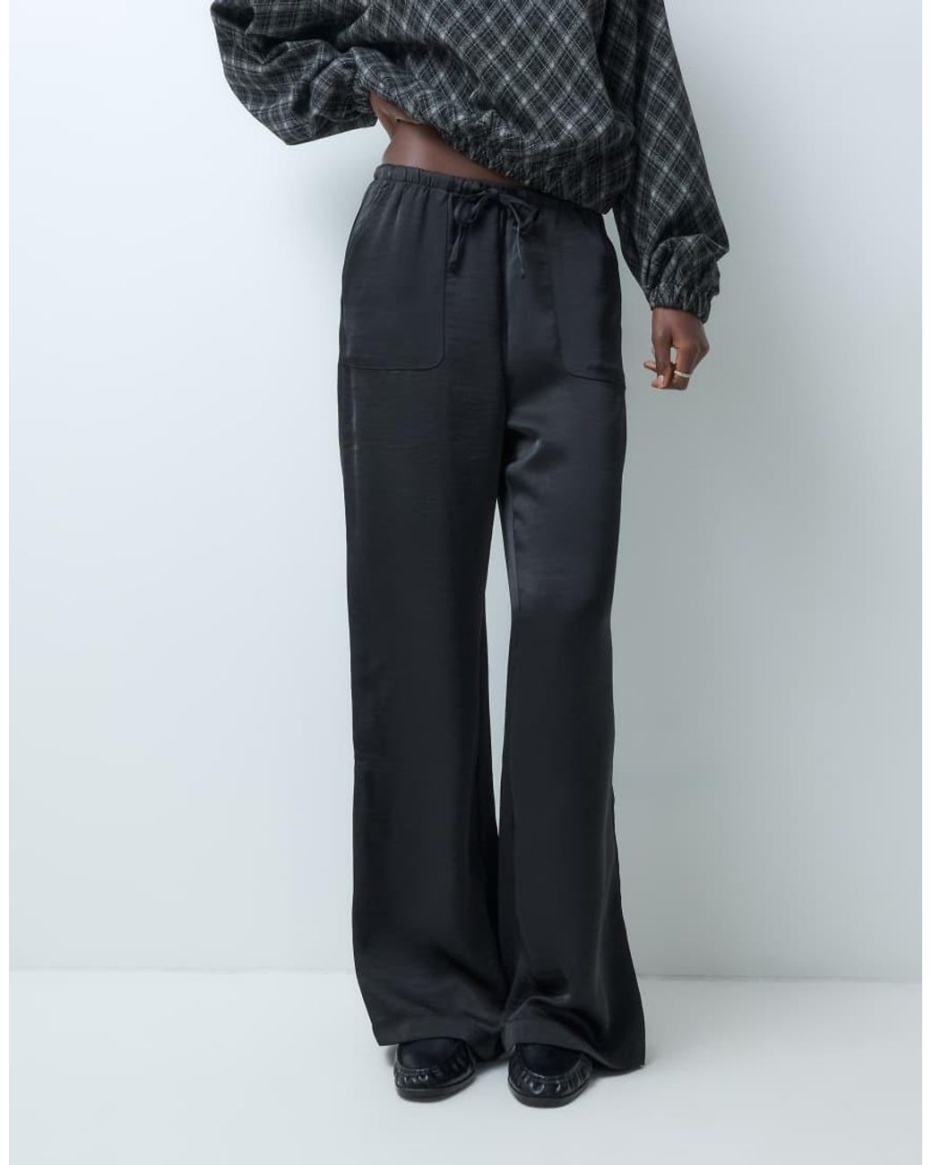 Vero Moda Blue High Waist Satin Loose Fit Pants