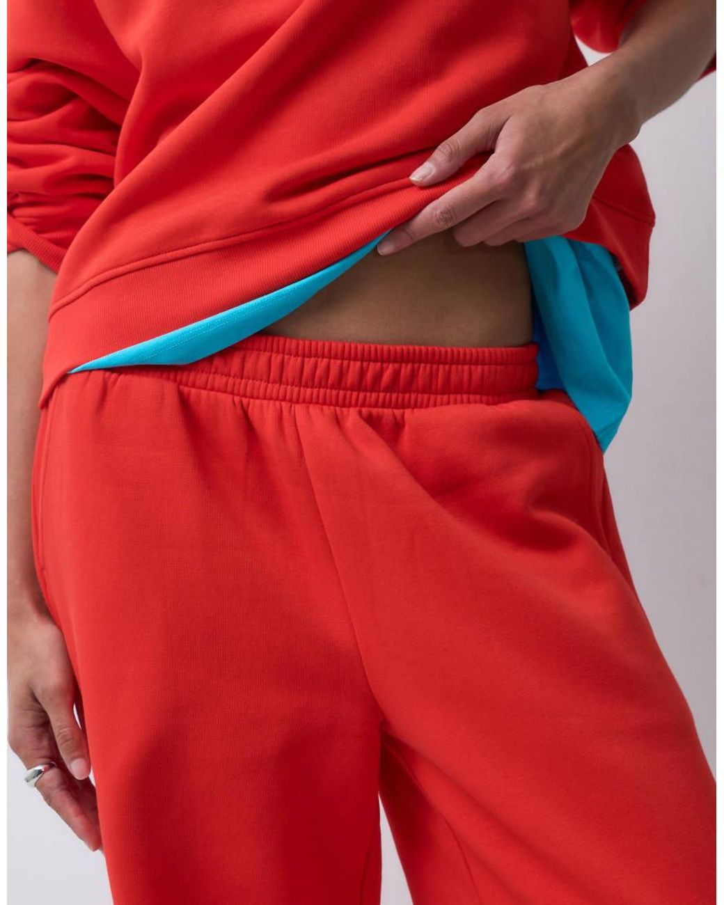 ASOS Red Wide Leg Brushback Joggers