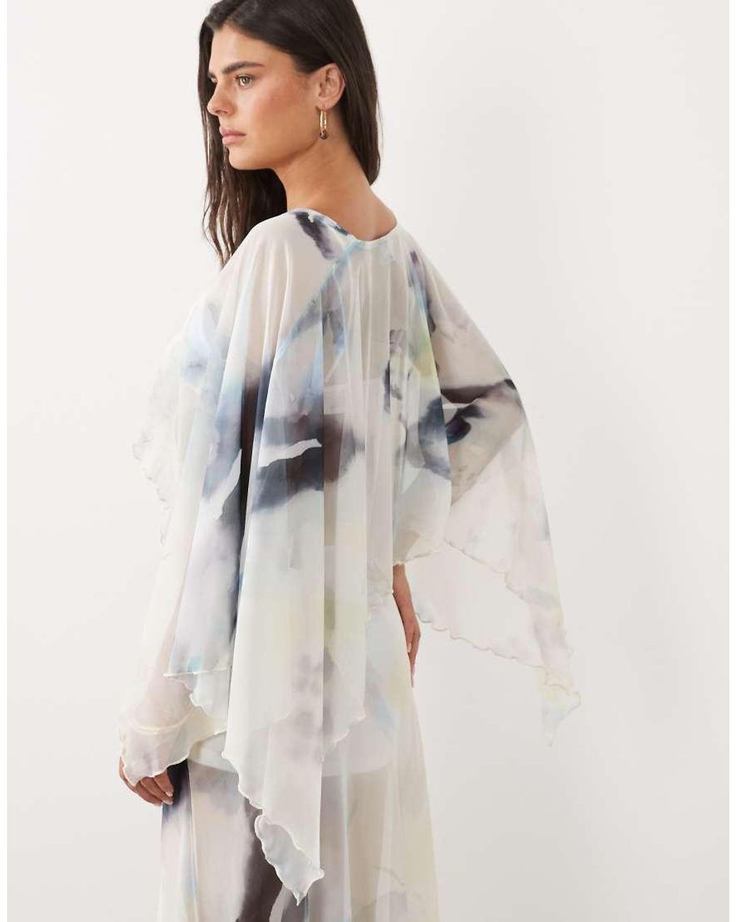 ASOS Multicolor Printed Mesh Cape Top