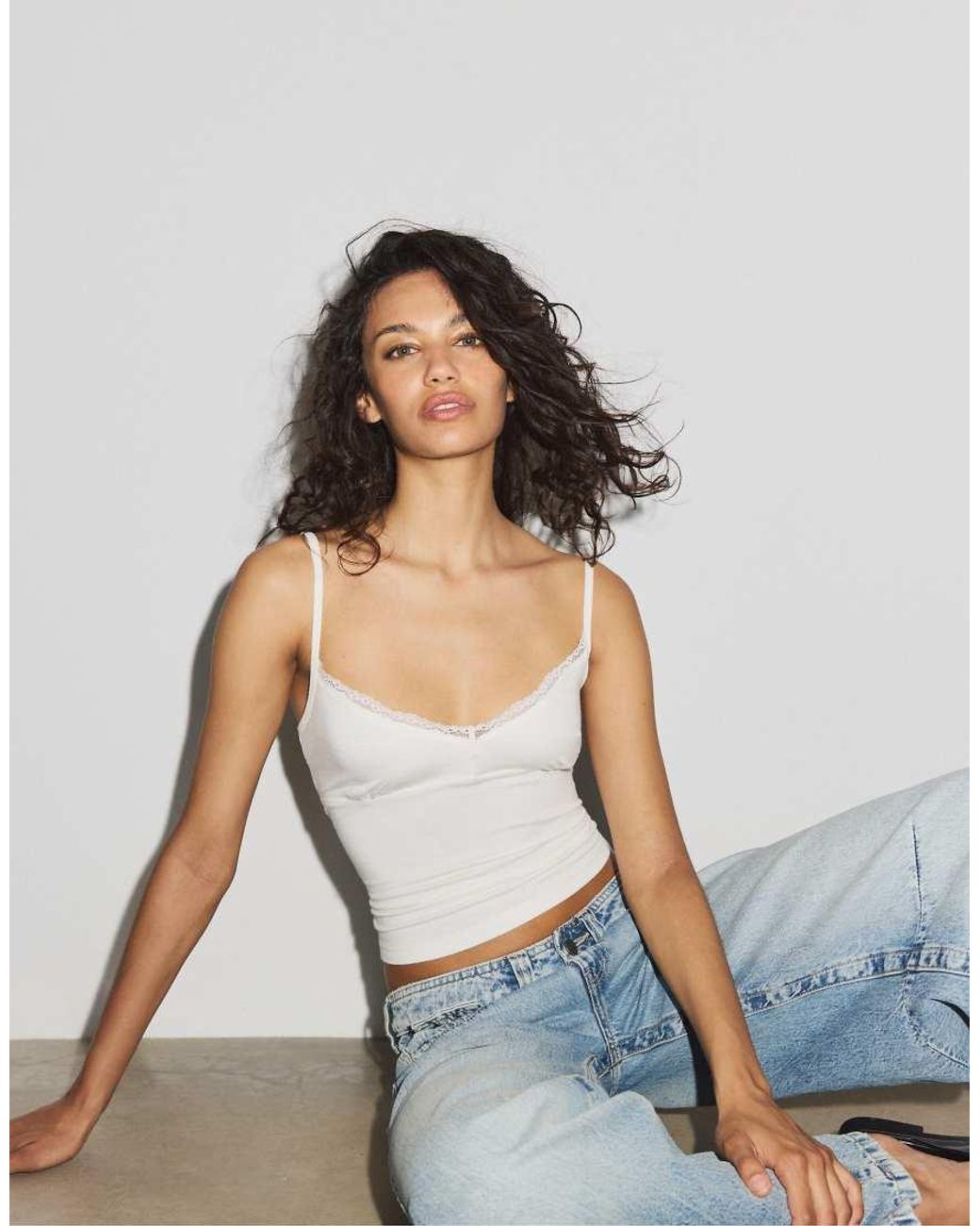 Stradivarius Blue Strappy Lace Top