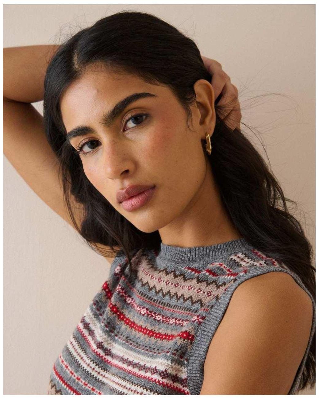Nobody's Child Black Fair Isle Print Knitted Vest