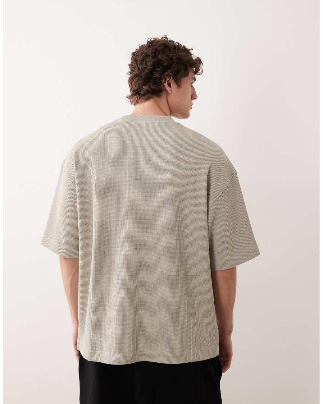 ASOS COLLECTIVE Natural Super Heavyweight Oversized Waffle Texture T-shirt for men