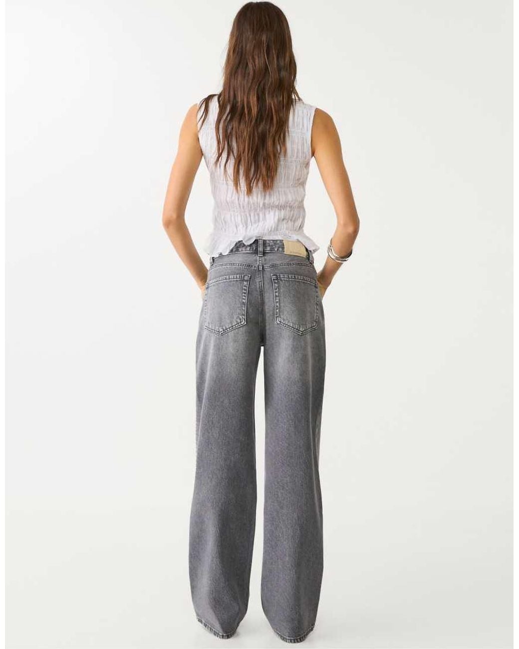 Stradivarius Blue Tall D92 Straight Wide-leg Jeans