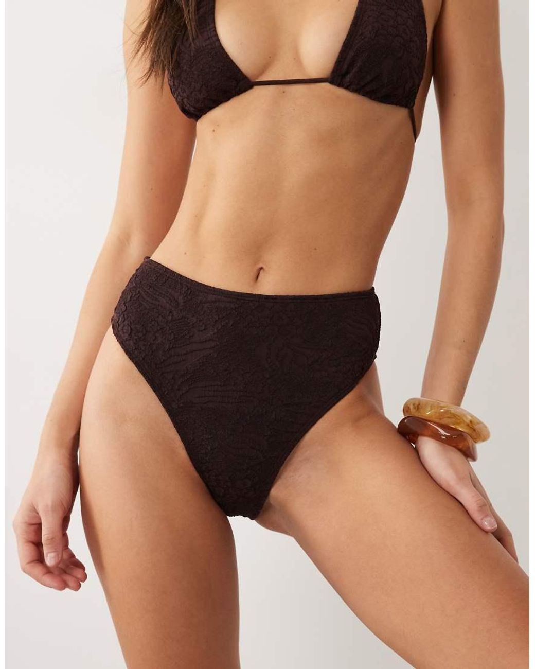 ASOS Brown Cassi Azores High Leg High Waist Bikini Bottom