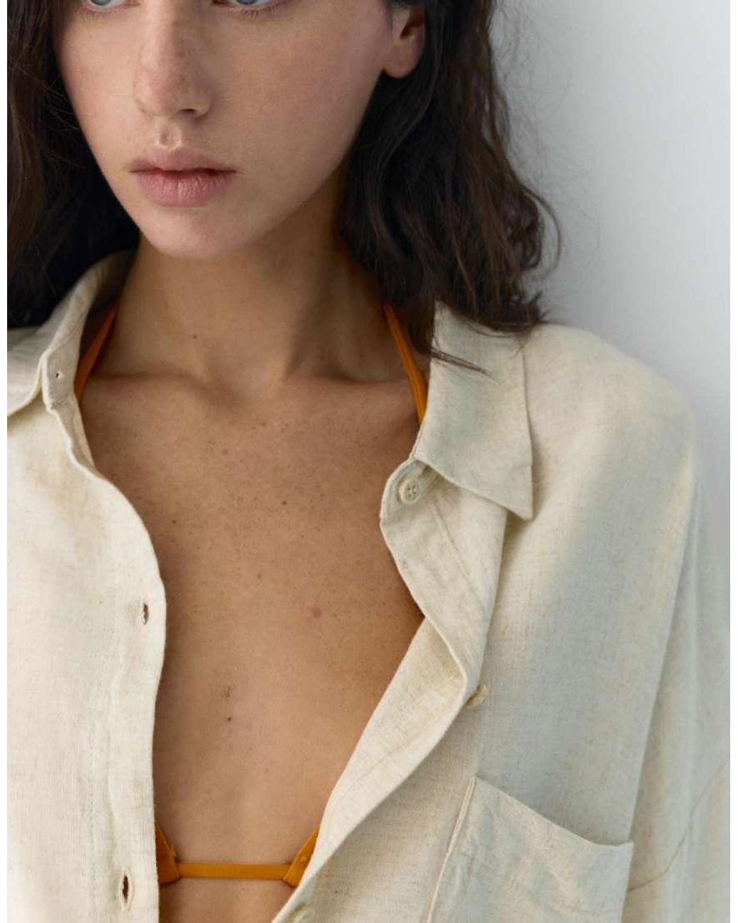 Pull&Bear Natural Rustic Linen Blend Shirt