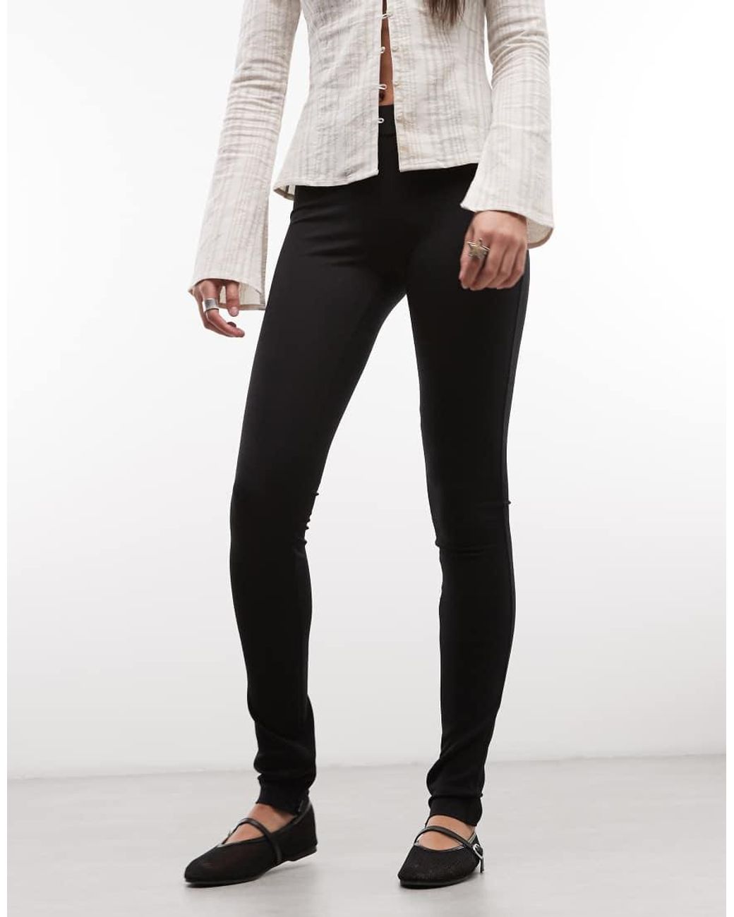 Monki Black Pull On Tailored Pants With Cotton Waistband Detail