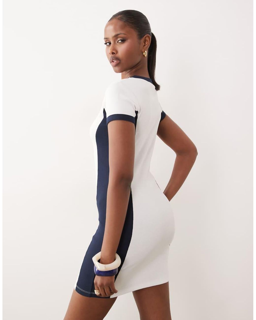 ASOS Natural T-shirt Panel Detail Mini Dress