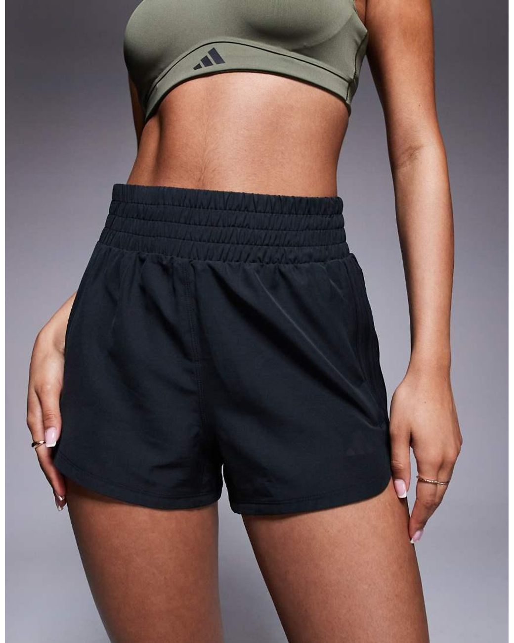 Adidas Originals Gray Adidas Training Pacer High Waisted 3"" Shorts