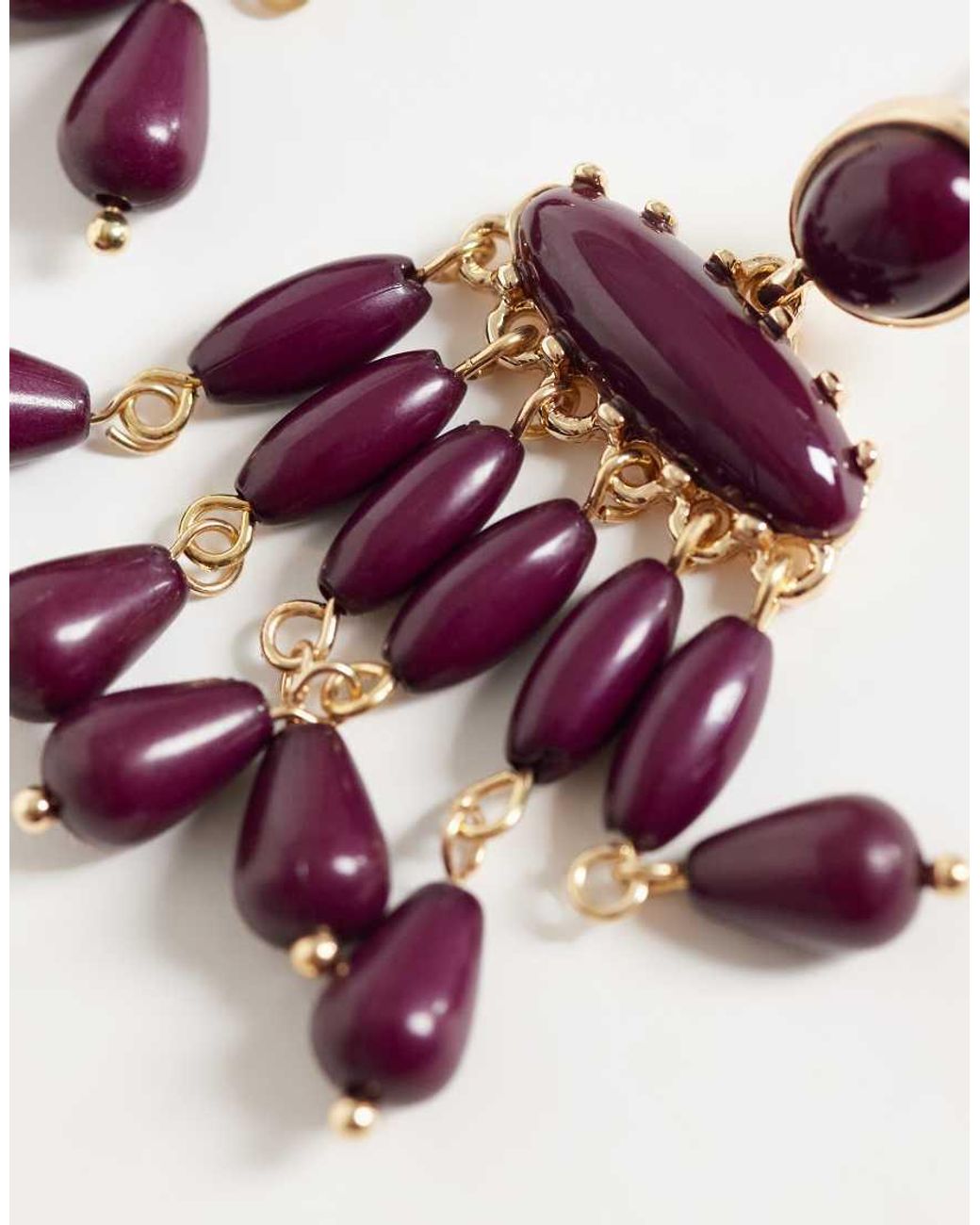 Accessorize Red Beaded Chandelier Drop Earrings