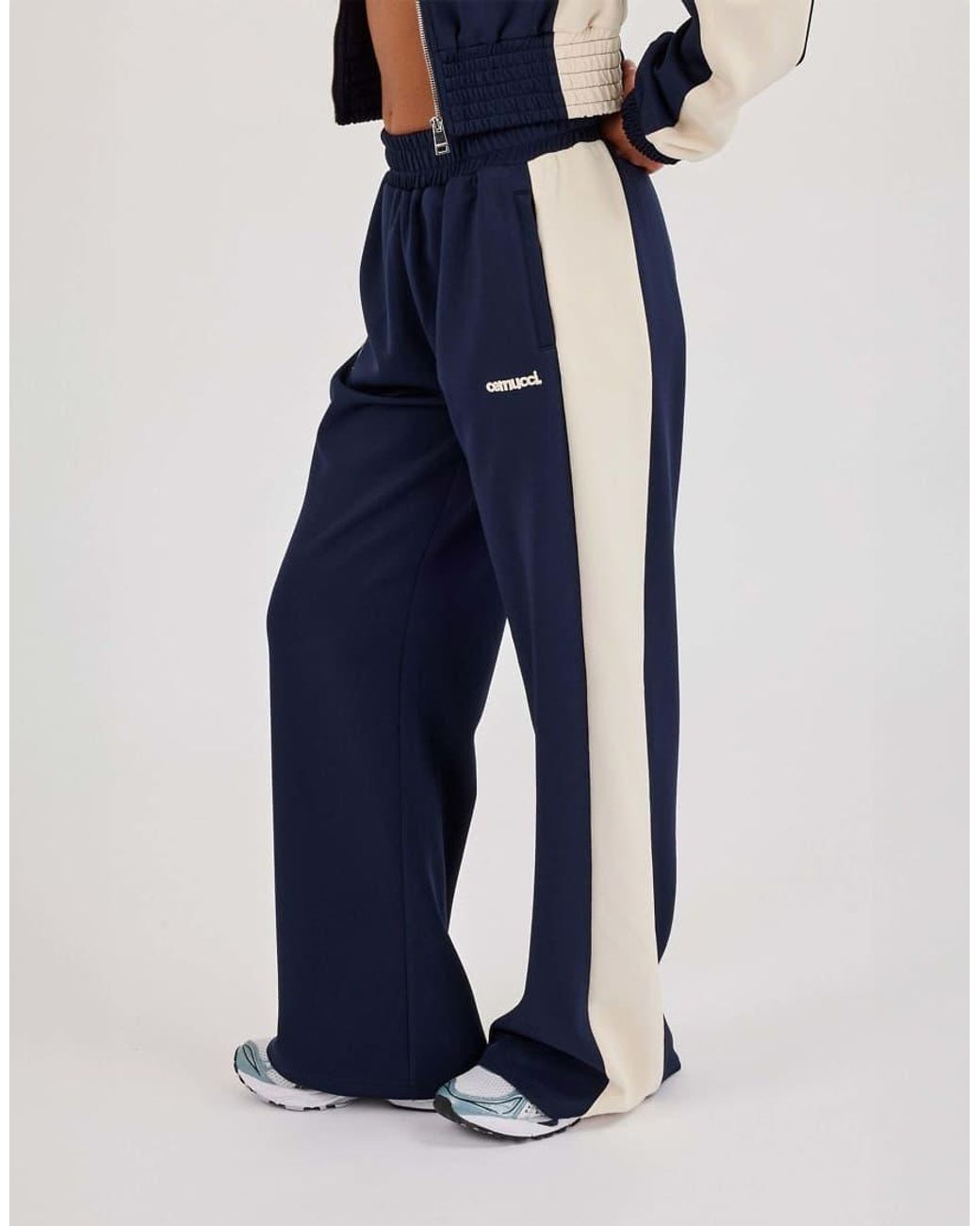 CERNUCCI Blue Poly Wide Leg Cut & Sew Jogger