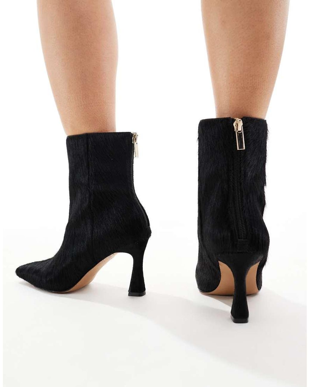 Schuh Black Heeled Mid Ankle Boots
