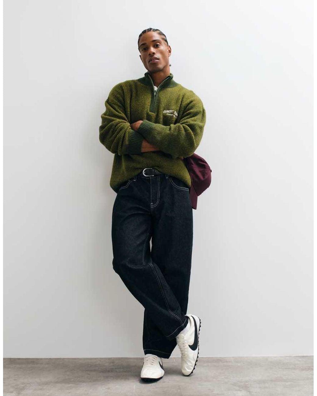 ASOS Green Oversized Knitted Funnel Neck for men