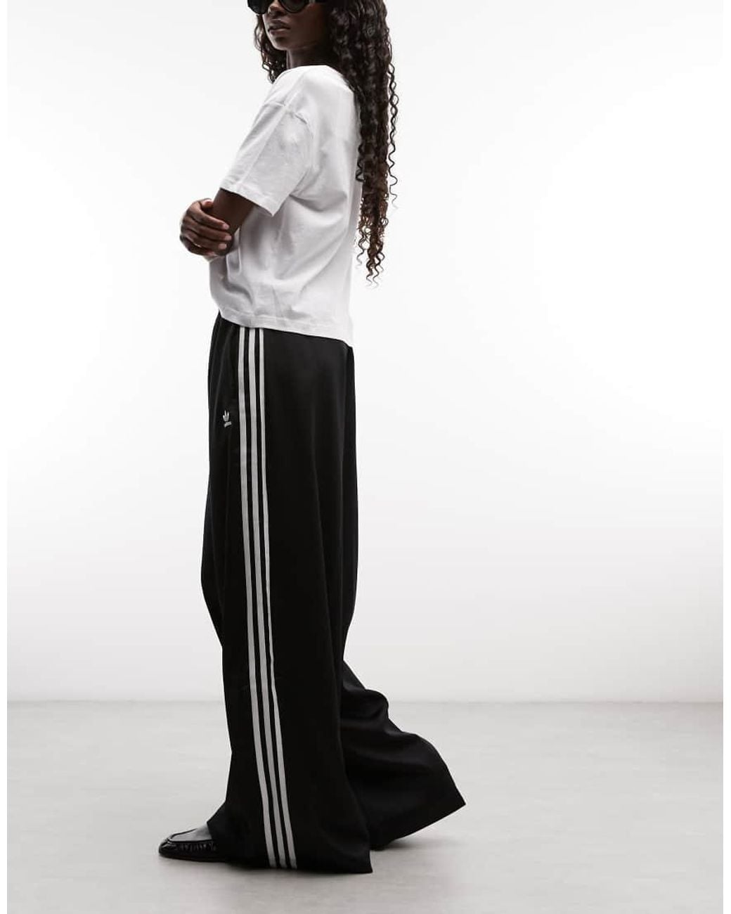 Adidas Originals Black Wide Leg Satin joggers