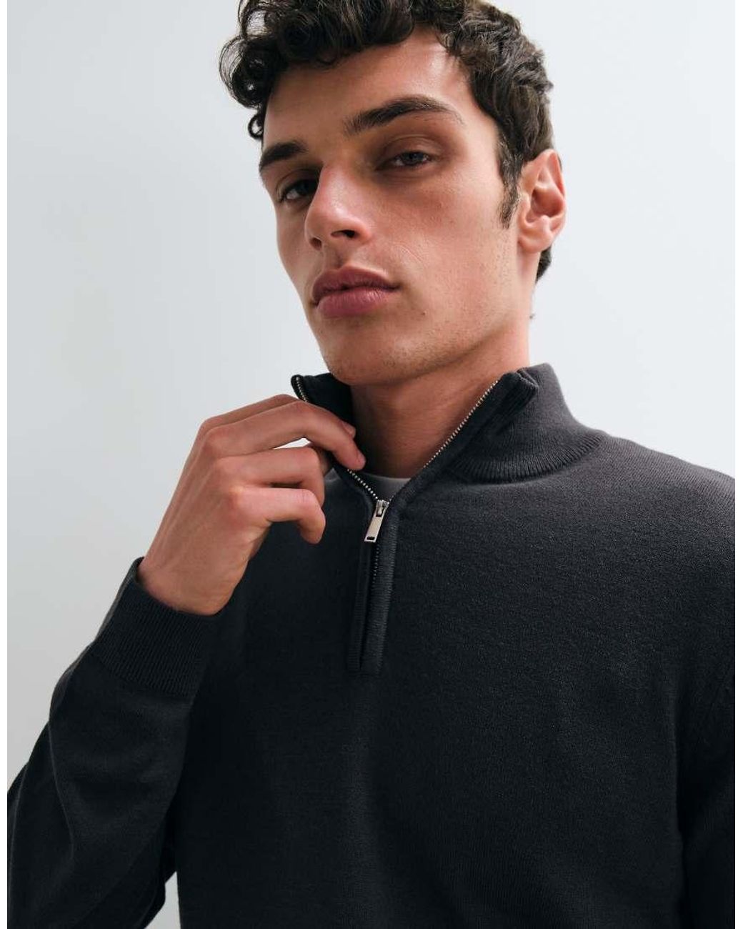 New Look Blue 1/4 Zip Funnel Neck Jumper for men