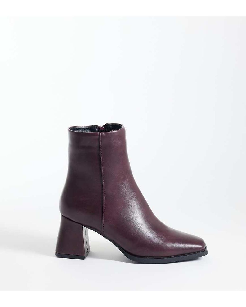 SEQWL Wide Fit Purple Fisher Block Heeled Mid Ankle Boots