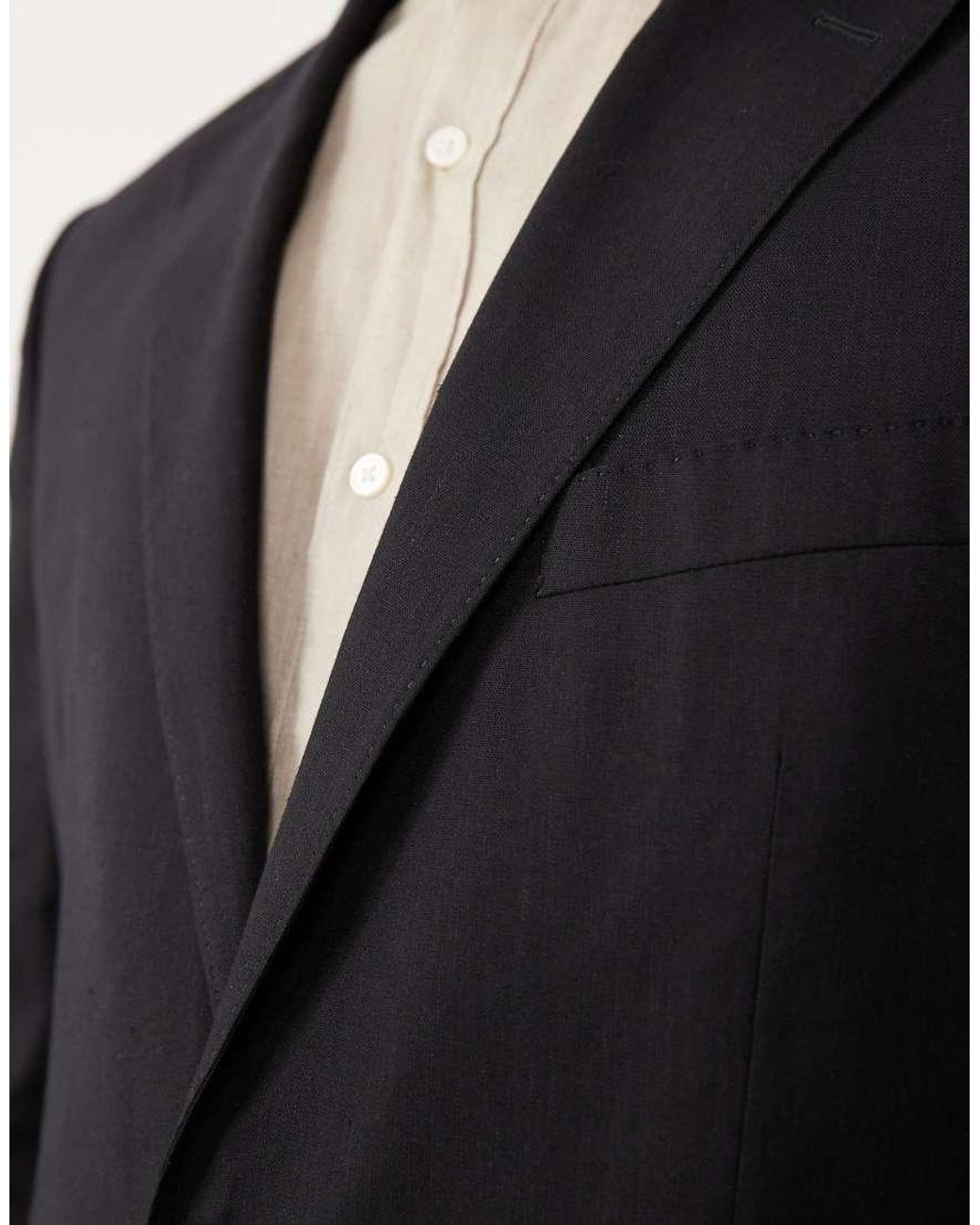 Mango Black Amalfi Linen Mix Blazer Co-ord for men