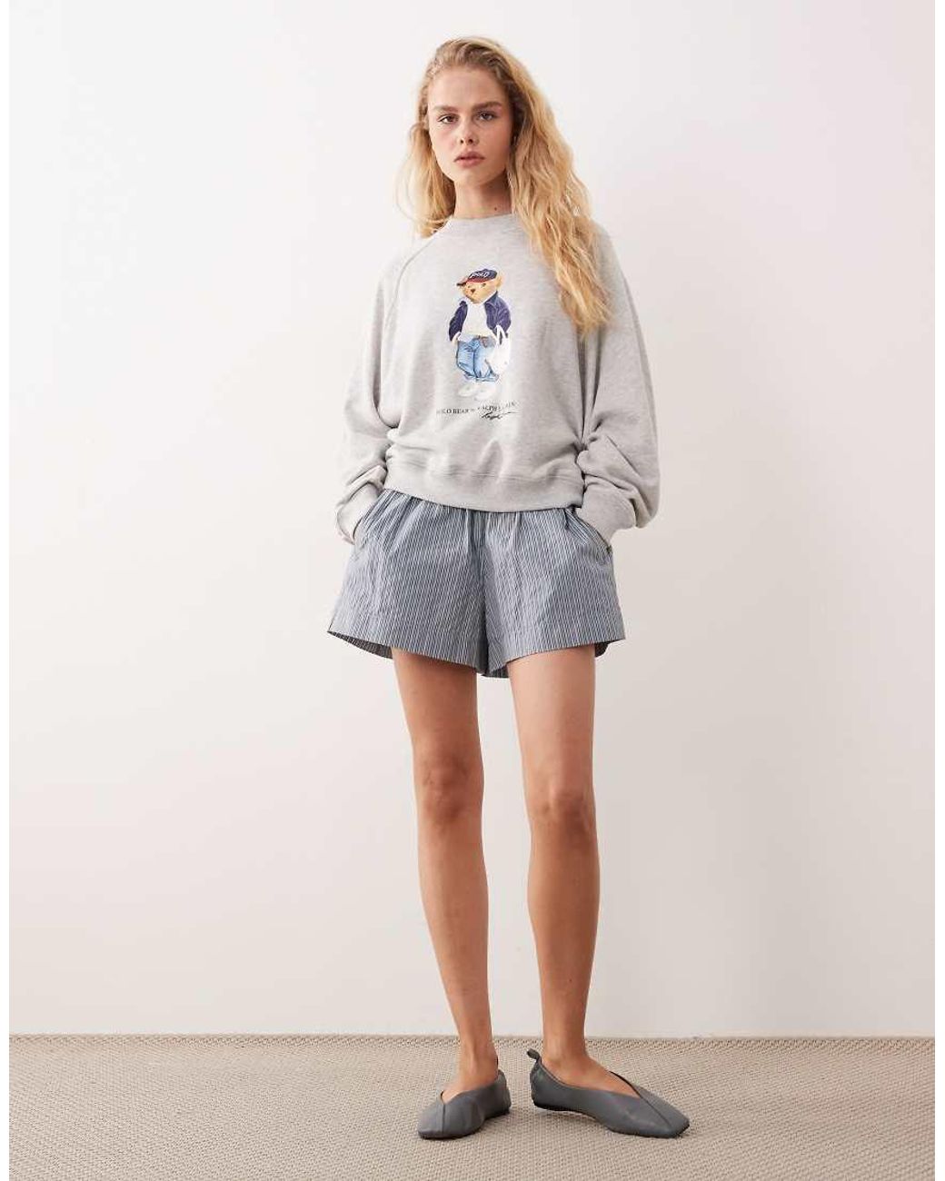 Polo Ralph Lauren Gray Bear Print Island Fleece Relaxed Sweatshirt