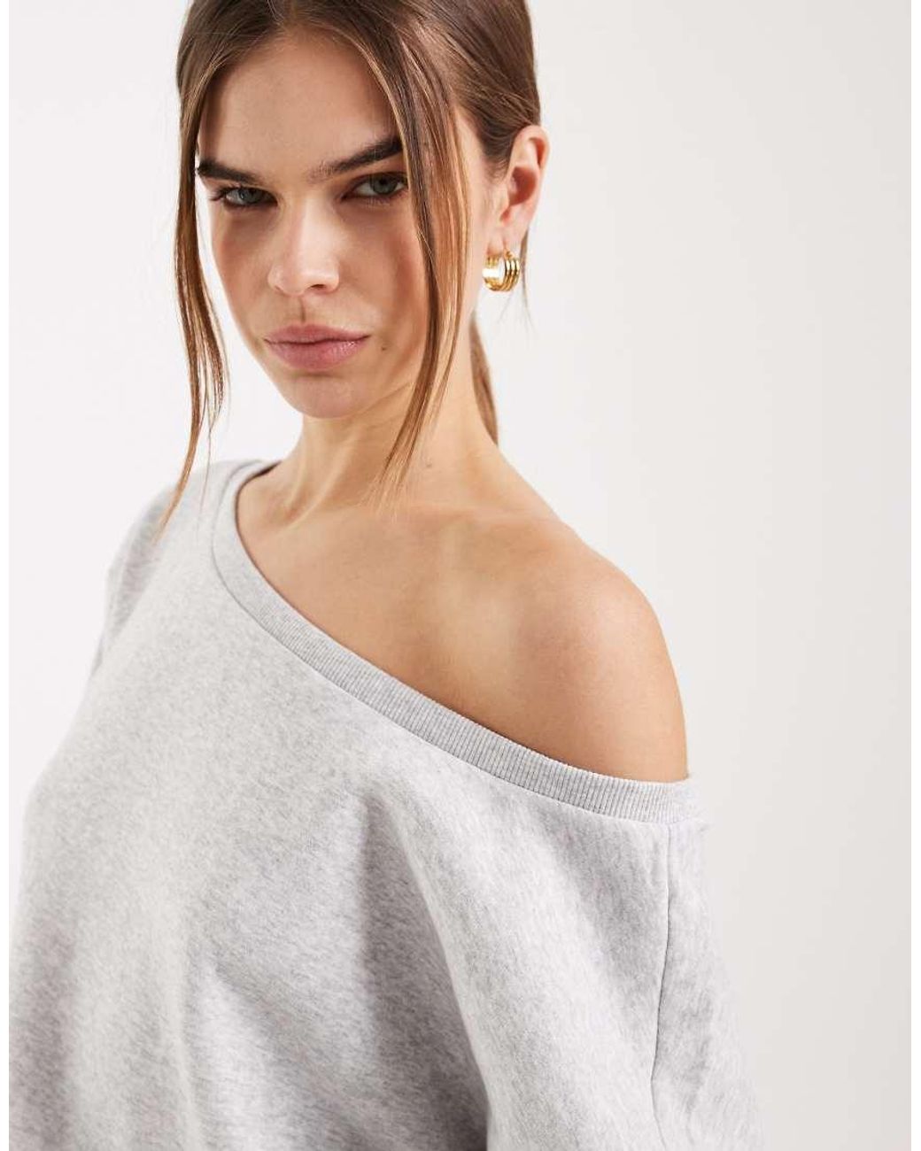 ONLY White Asymmetric Neck Sweatshirt