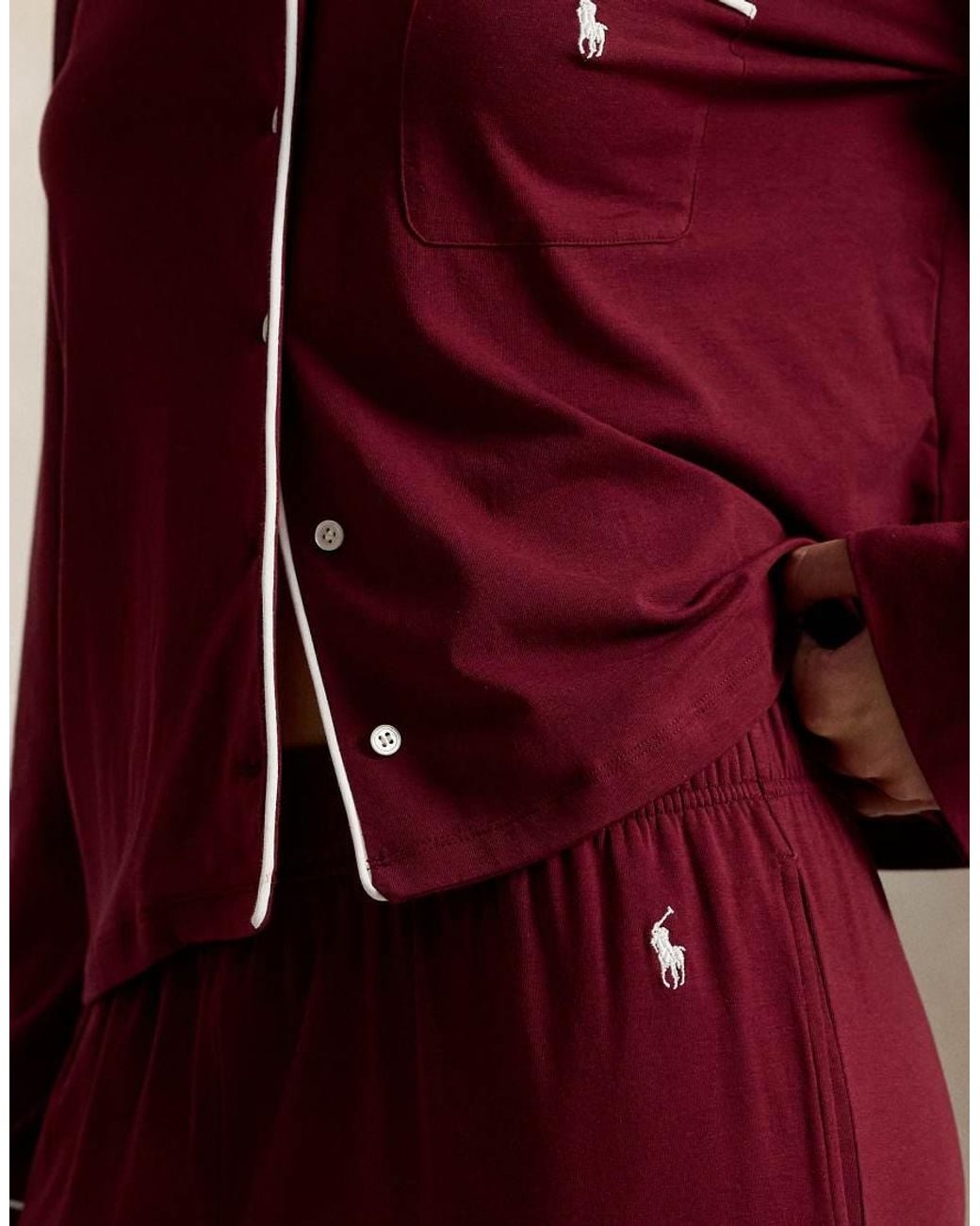 Polo Ralph Lauren Red Long-Sleeve Jersey Pajamas Set