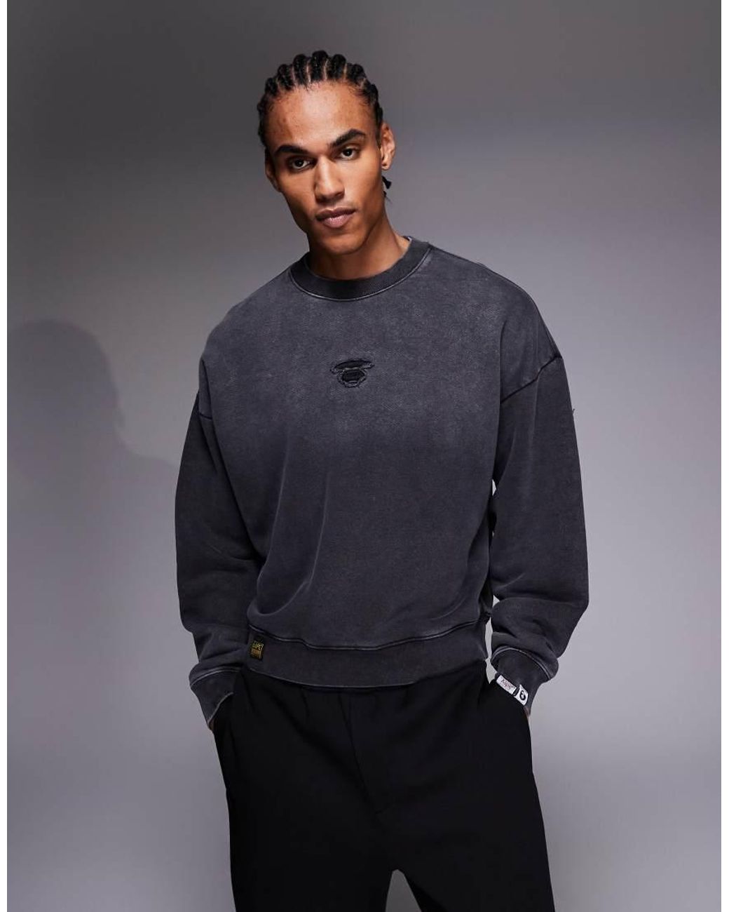 Aape By A Bathing Ape Blue Aape By A Bathing Ape Oversized Heavyweight Pullover Sweatshirt for men
