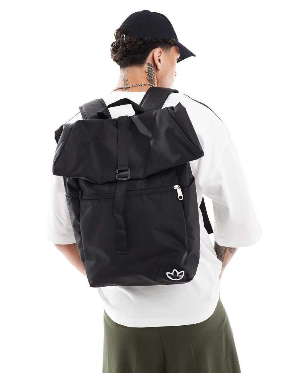 adidas Originals Premium Essentials Backpack With Roll Top in Black | Lyst  UK