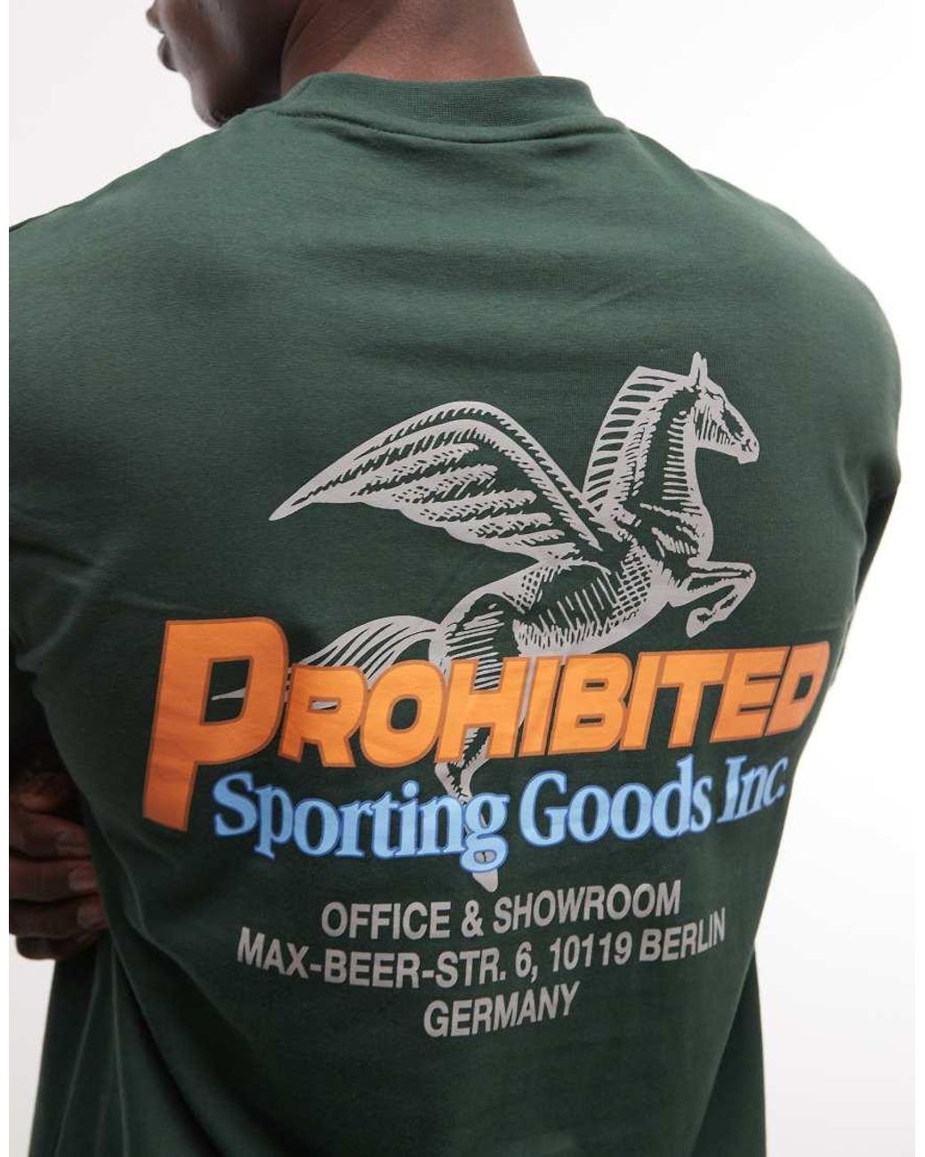 Prohibited Green Showroom Back Print T-shirt for men