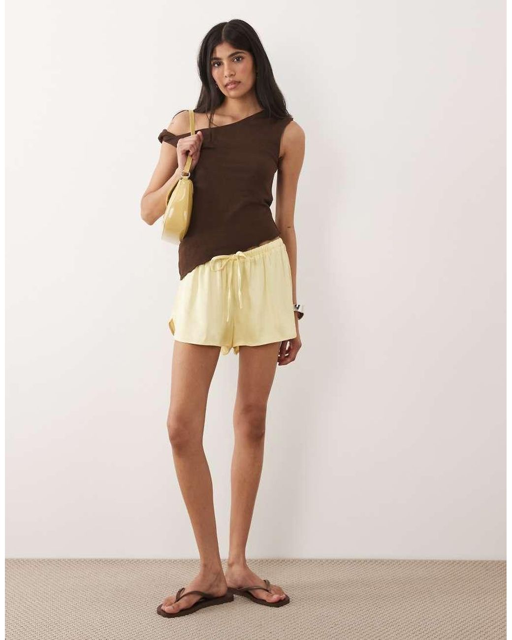 ASOS Natural Satin Micro Runner Short